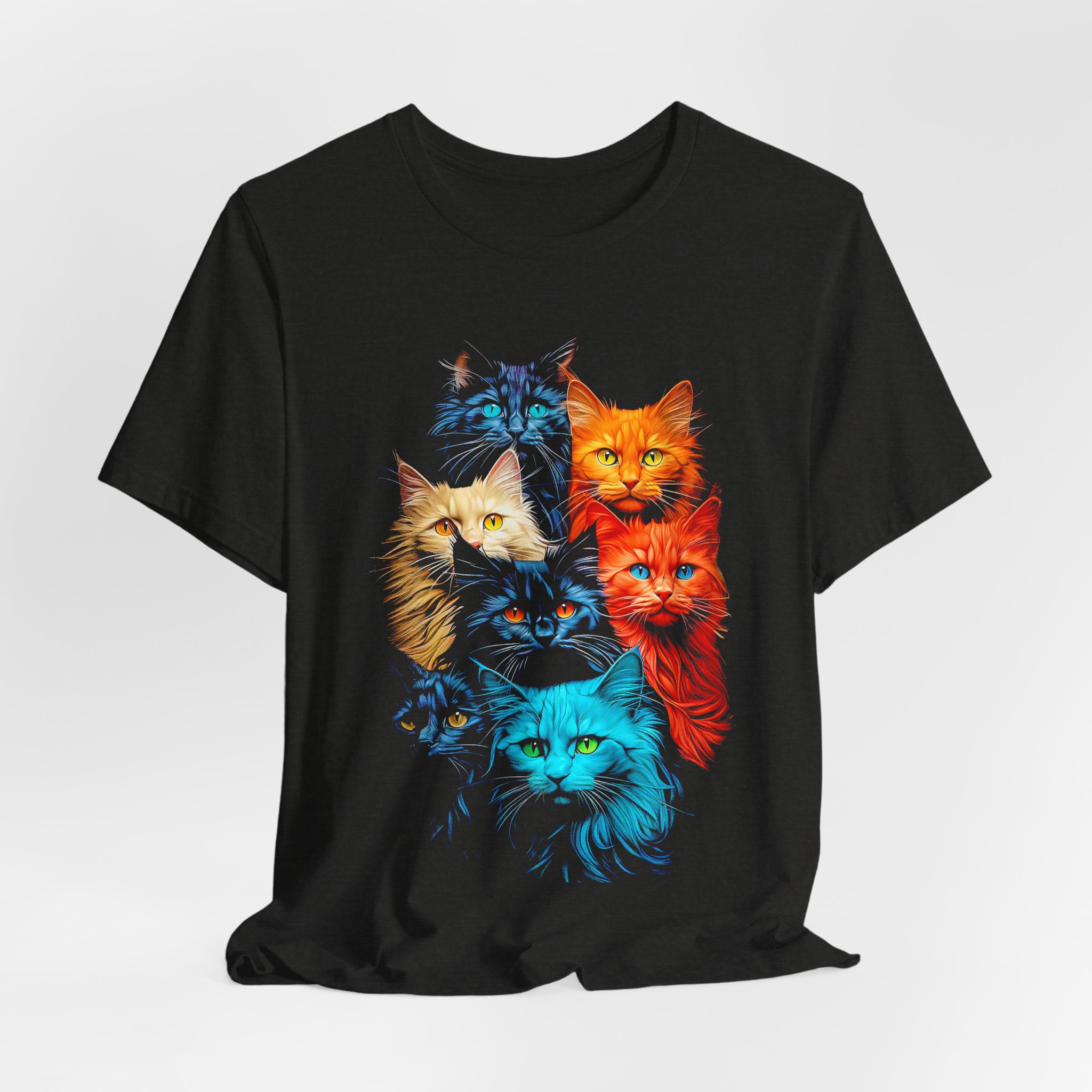 Colorful Cats T-Shirt – Vibrant Multi-Cat Graphic Tee for Cat Lovers - Image 9