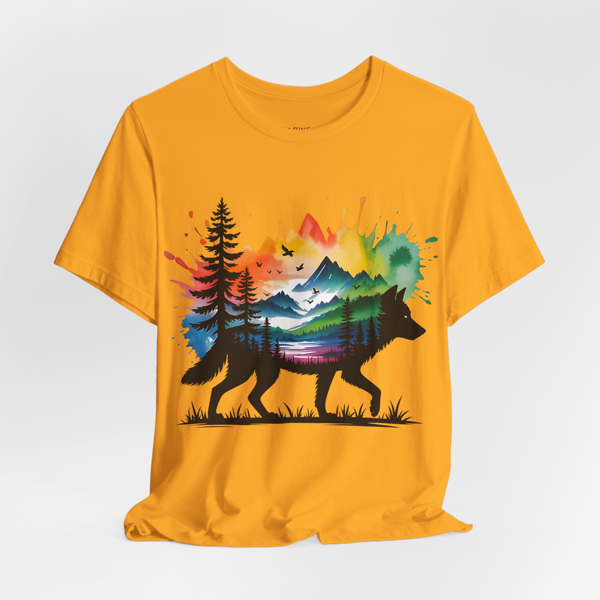 Wild Forest Fox T-Shirt – Watercolor Wildlife Silhouette - Image 9