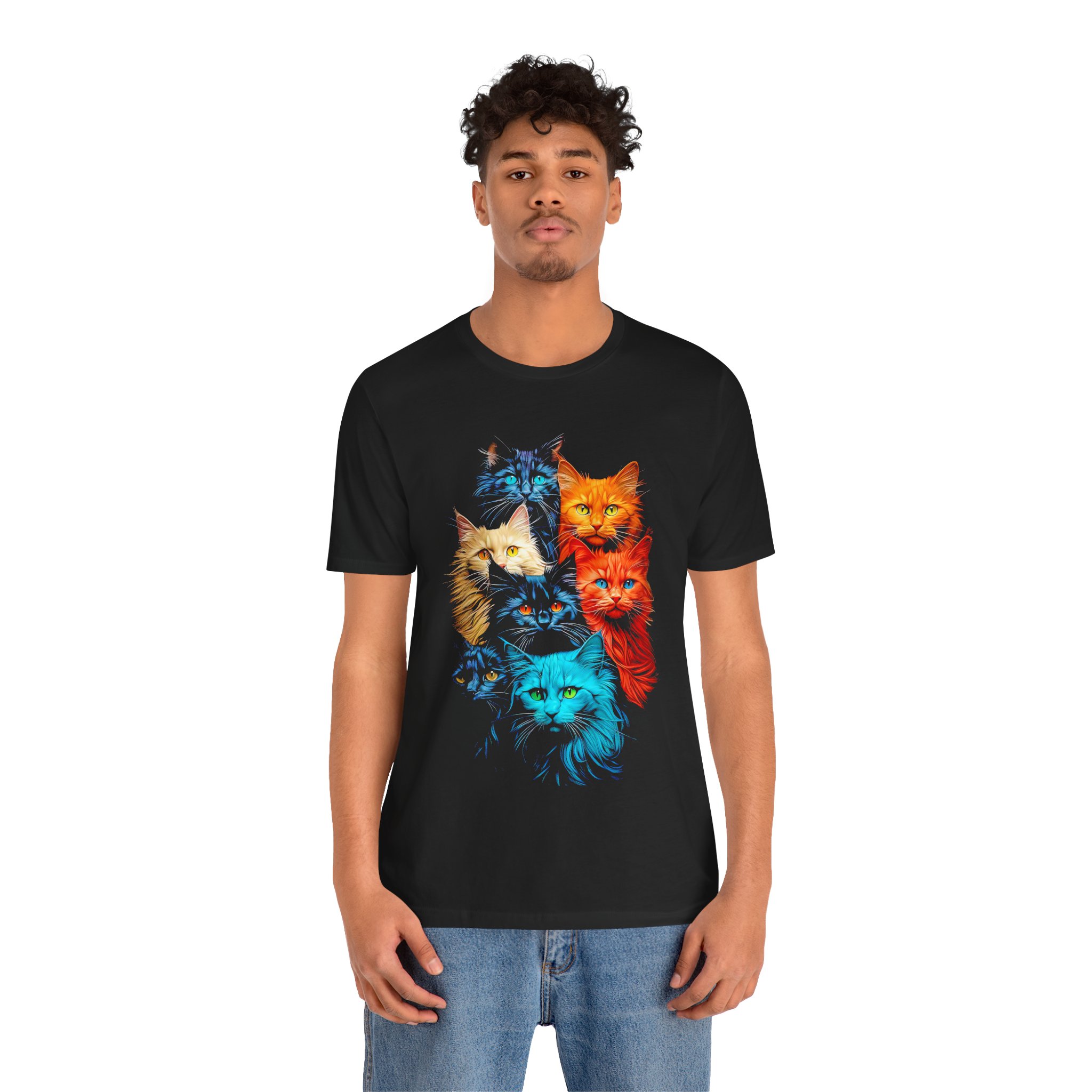 Colorful Cats T-Shirt – Vibrant Multi-Cat Graphic Tee for Cat Lovers - Image 5