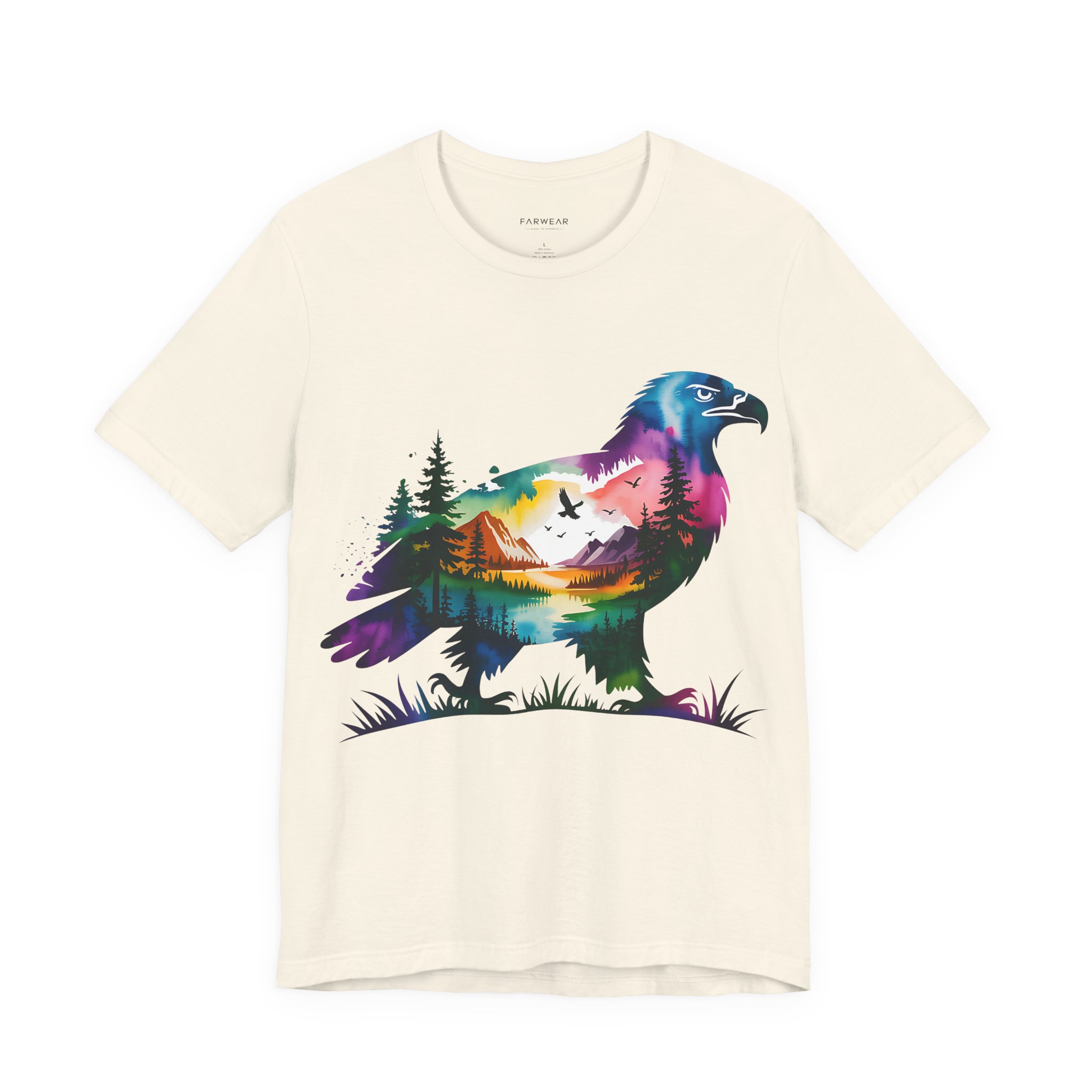 Wild Forest Eagle T-Shirt – Double Exposure Mountain Landscape - Image 14