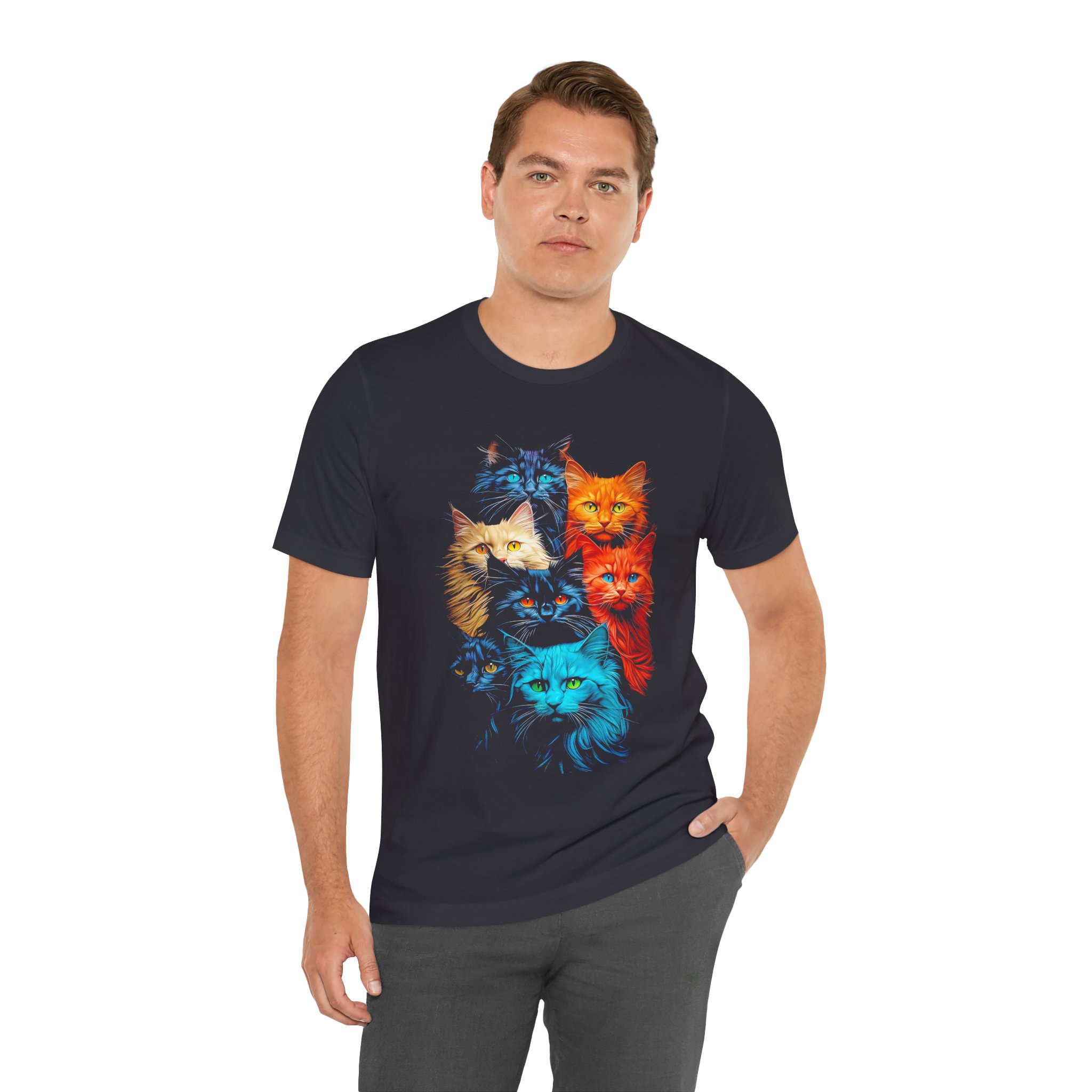 Colorful Cats T-Shirt – Vibrant Multi-Cat Graphic Tee for Cat Lovers - Image 14