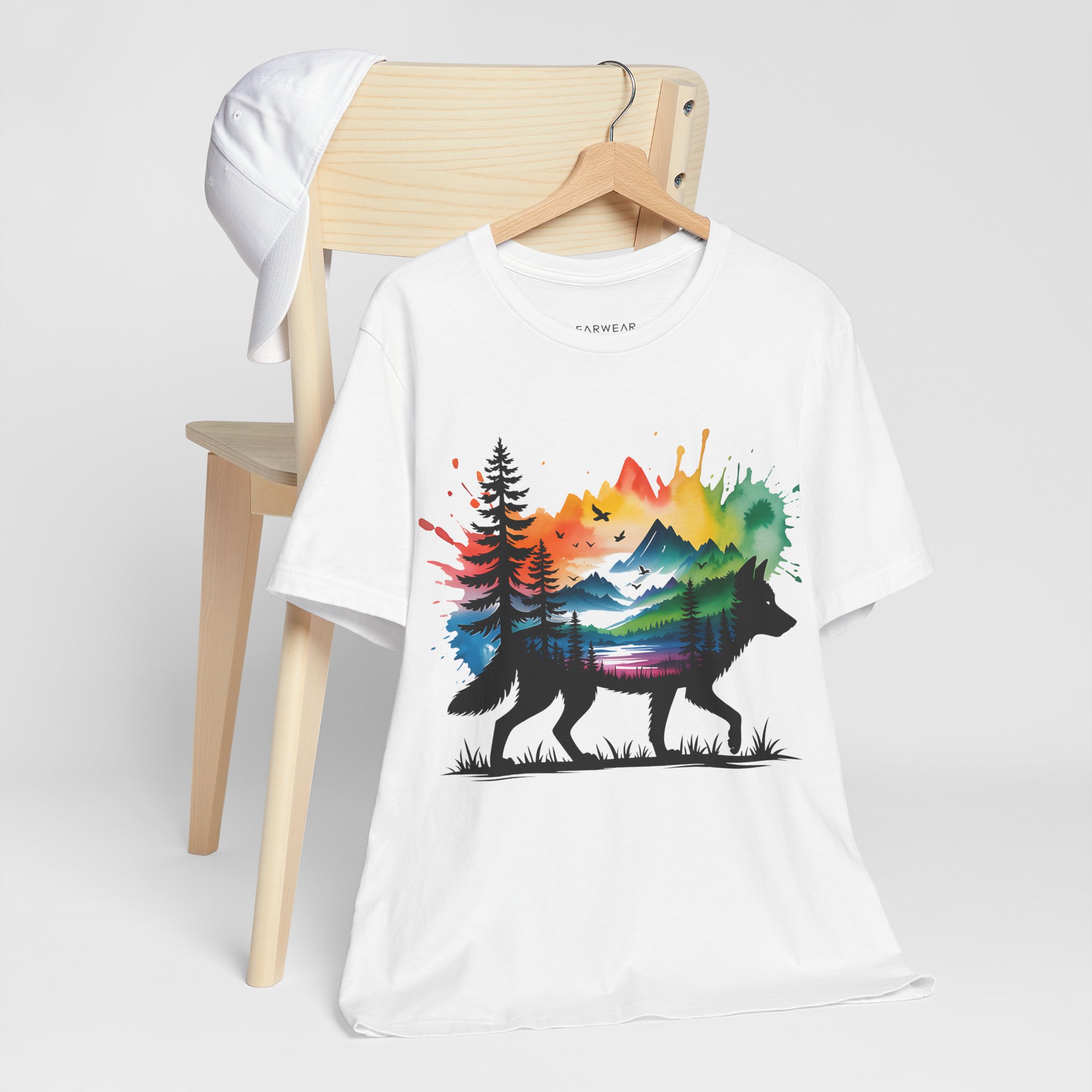Wild Forest Fox T-Shirt – Watercolor Wildlife Silhouette - Image 2