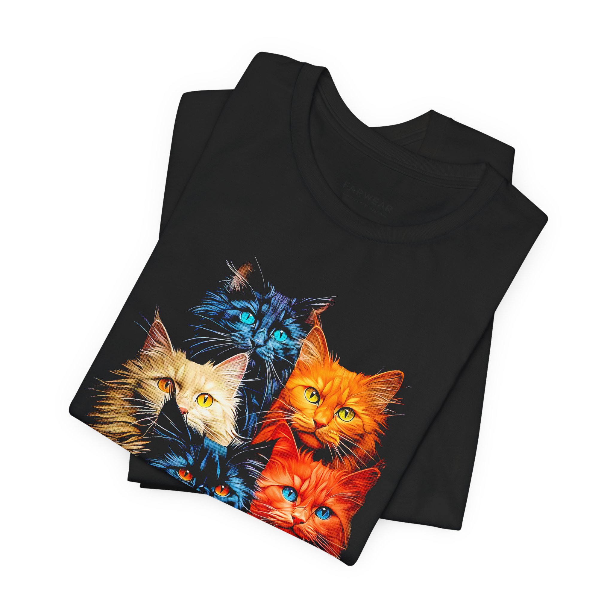 Colorful Cats T-Shirt – Vibrant Multi-Cat Graphic Tee for Cat Lovers - Image 3