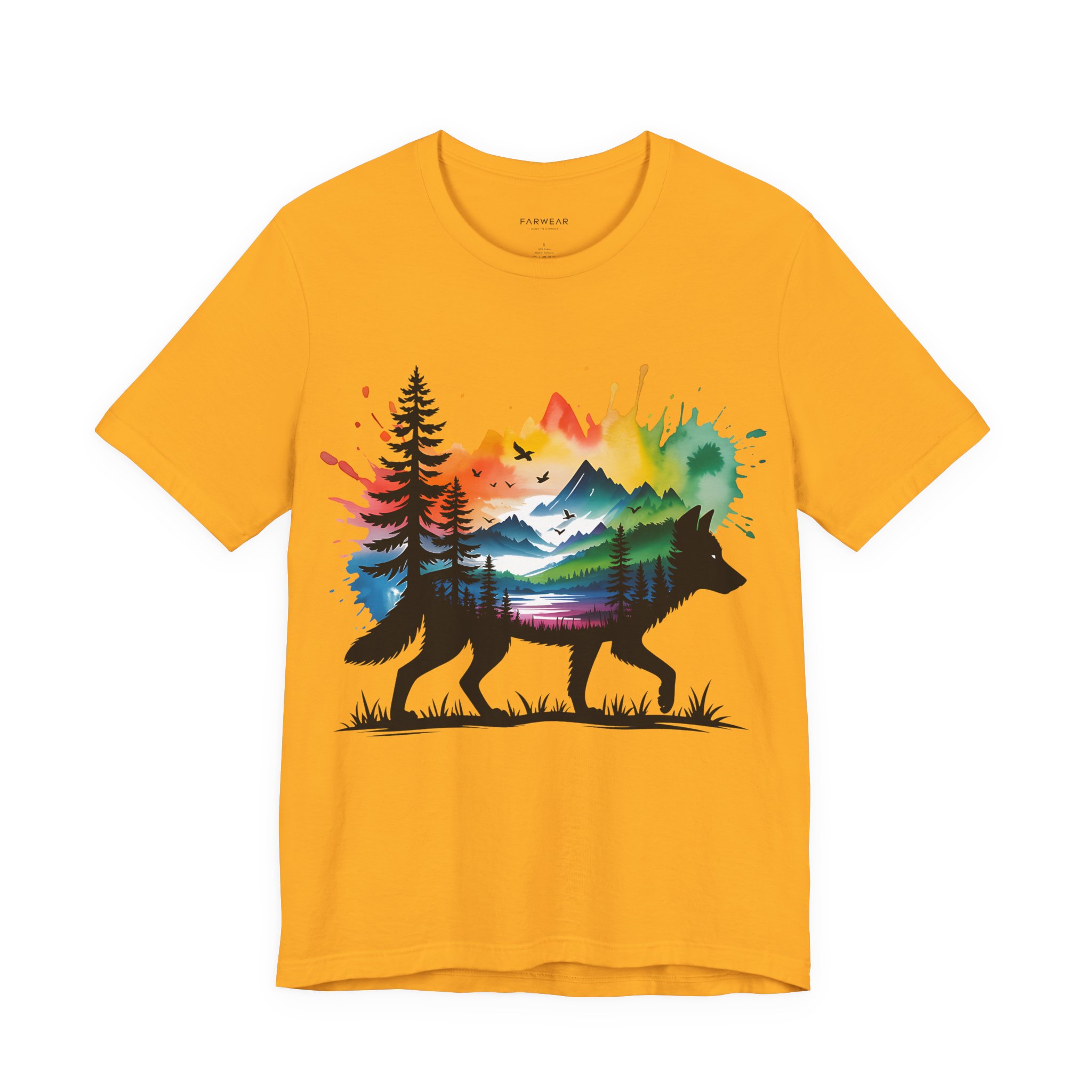Wild Forest Fox T-Shirt – Watercolor Wildlife Silhouette - Image 8