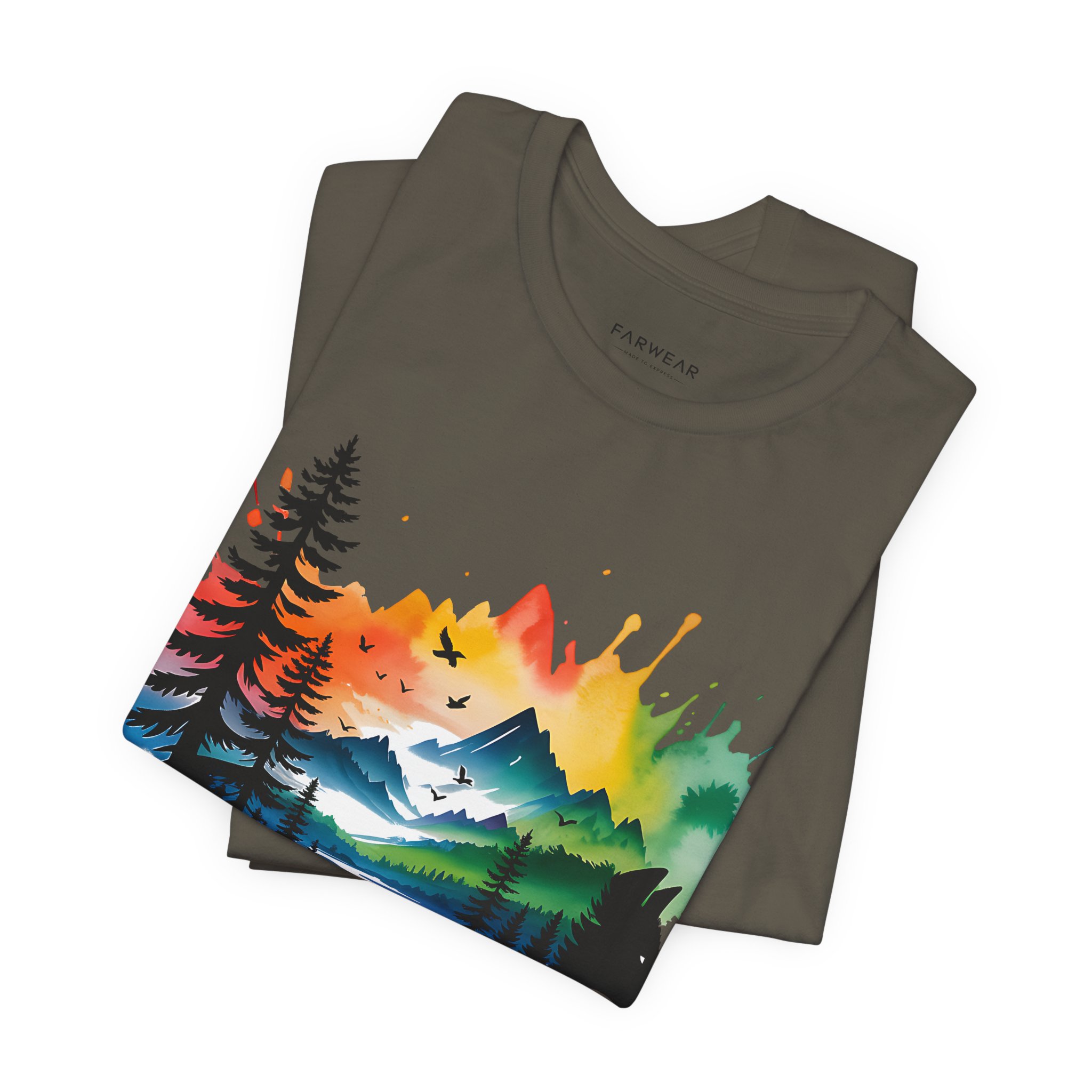 Wild Forest Fox T-Shirt – Watercolor Wildlife Silhouette - Image 11