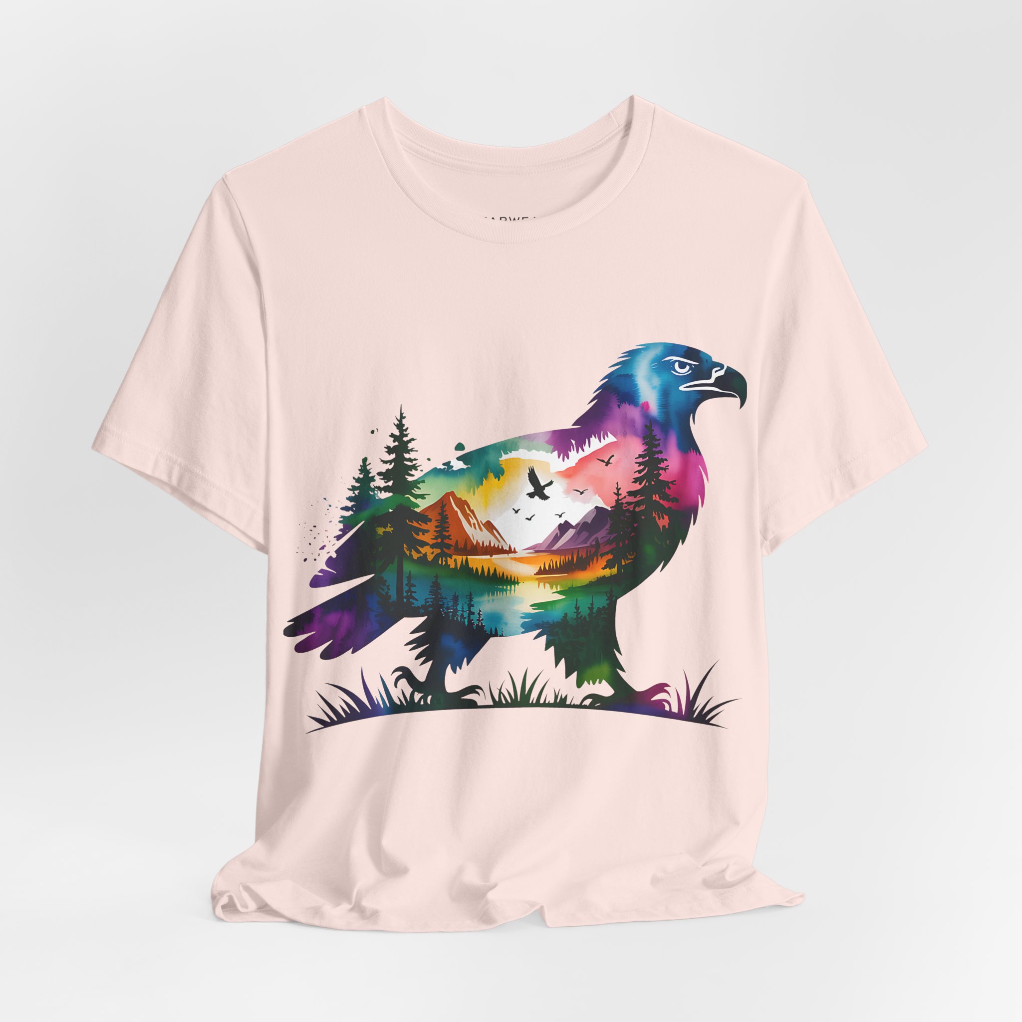 Wild Forest Eagle T-Shirt – Double Exposure Mountain Landscape - Image 12