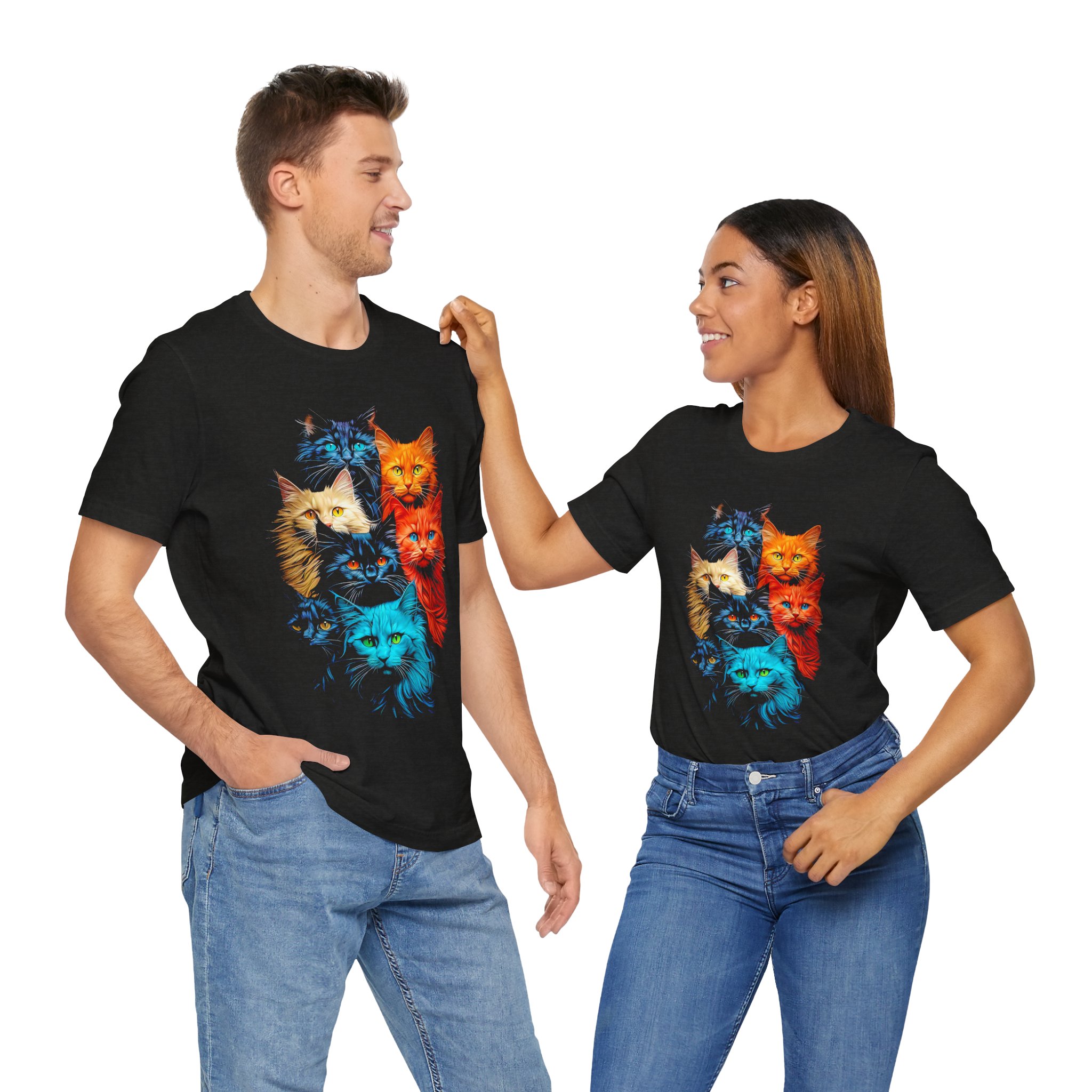 Colorful Cats T-Shirt – Vibrant Multi-Cat Graphic Tee for Cat Lovers - Image 11