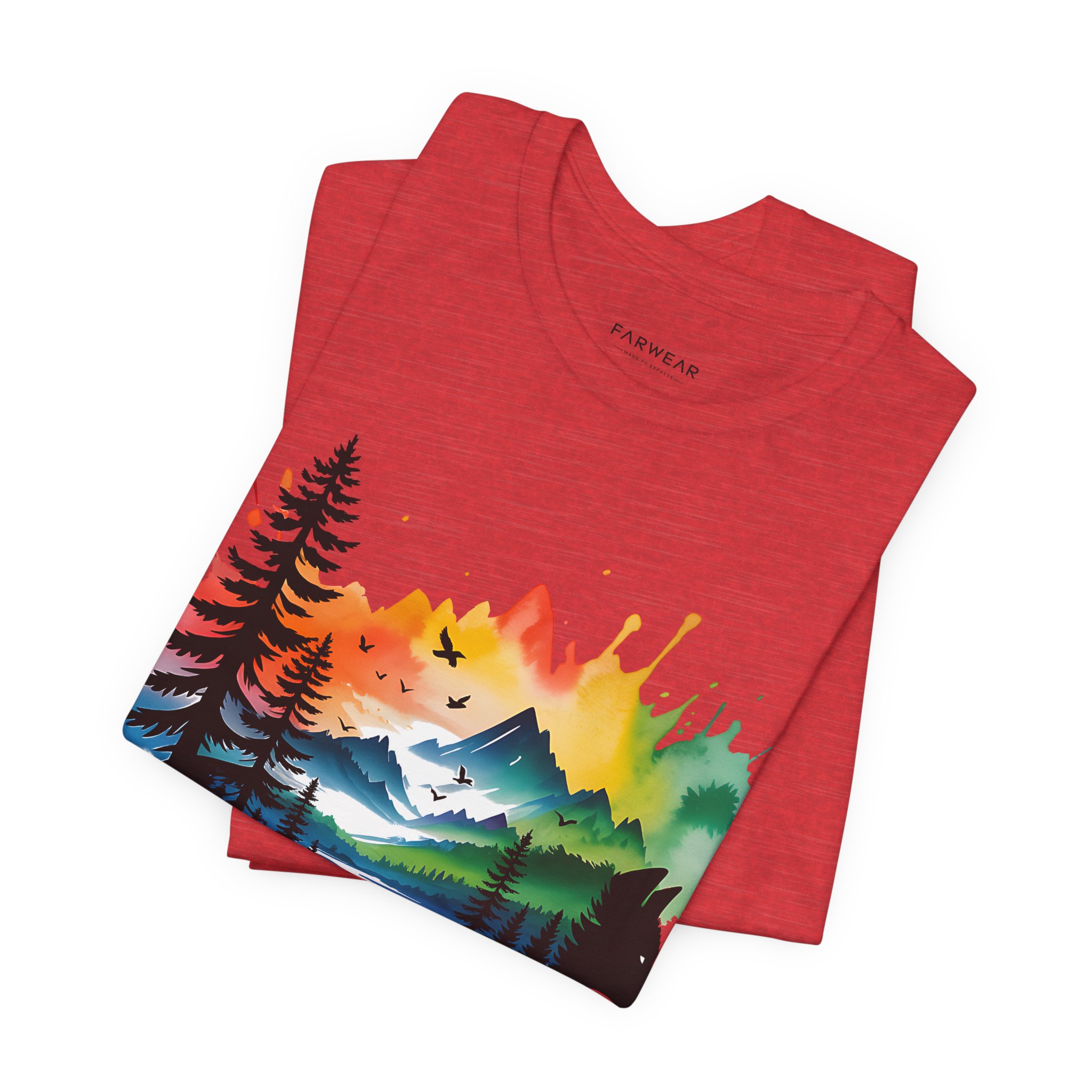 Wild Forest Fox T-Shirt – Watercolor Wildlife Silhouette - Image 16