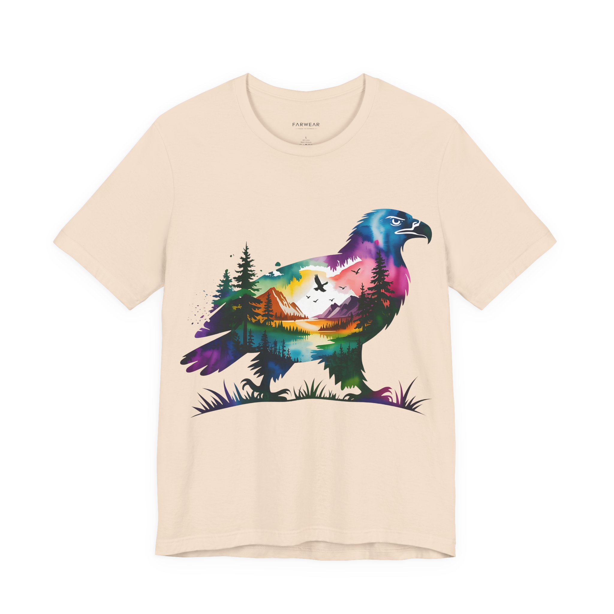 Wild Forest Eagle T-Shirt – Double Exposure Mountain Landscape - Image 15