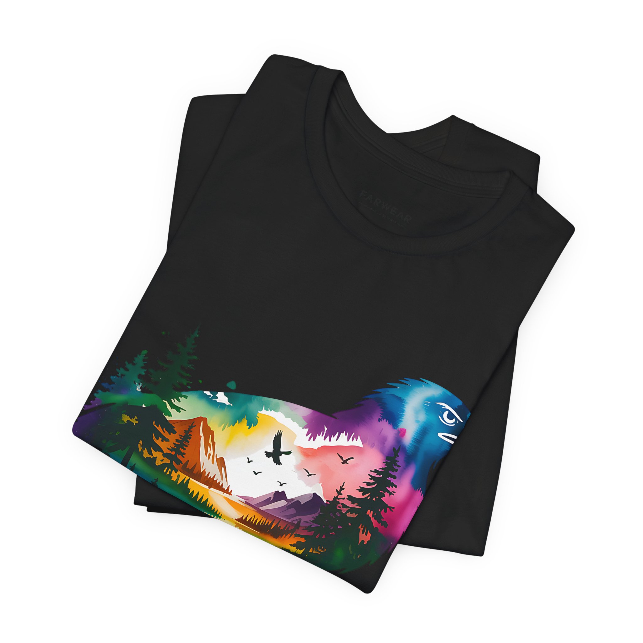 Wild Forest Eagle T-Shirt – Double Exposure Mountain Landscape - Image 3