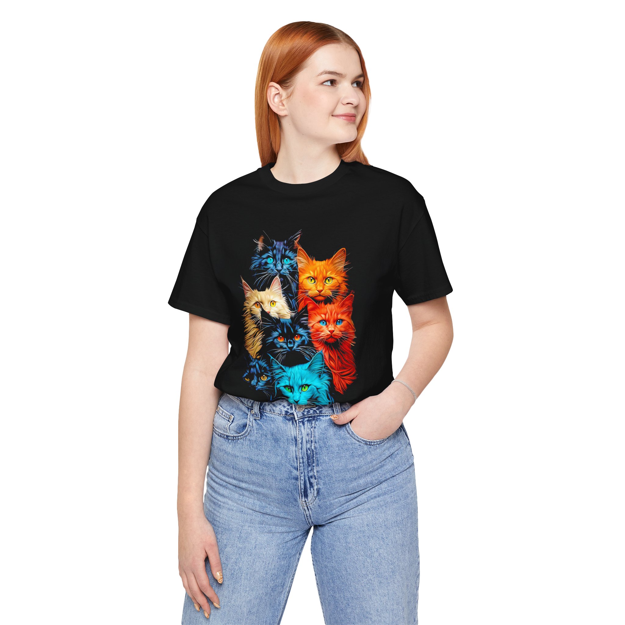 Colorful Cats T-Shirt – Vibrant Multi-Cat Graphic Tee for Cat Lovers - Image 6