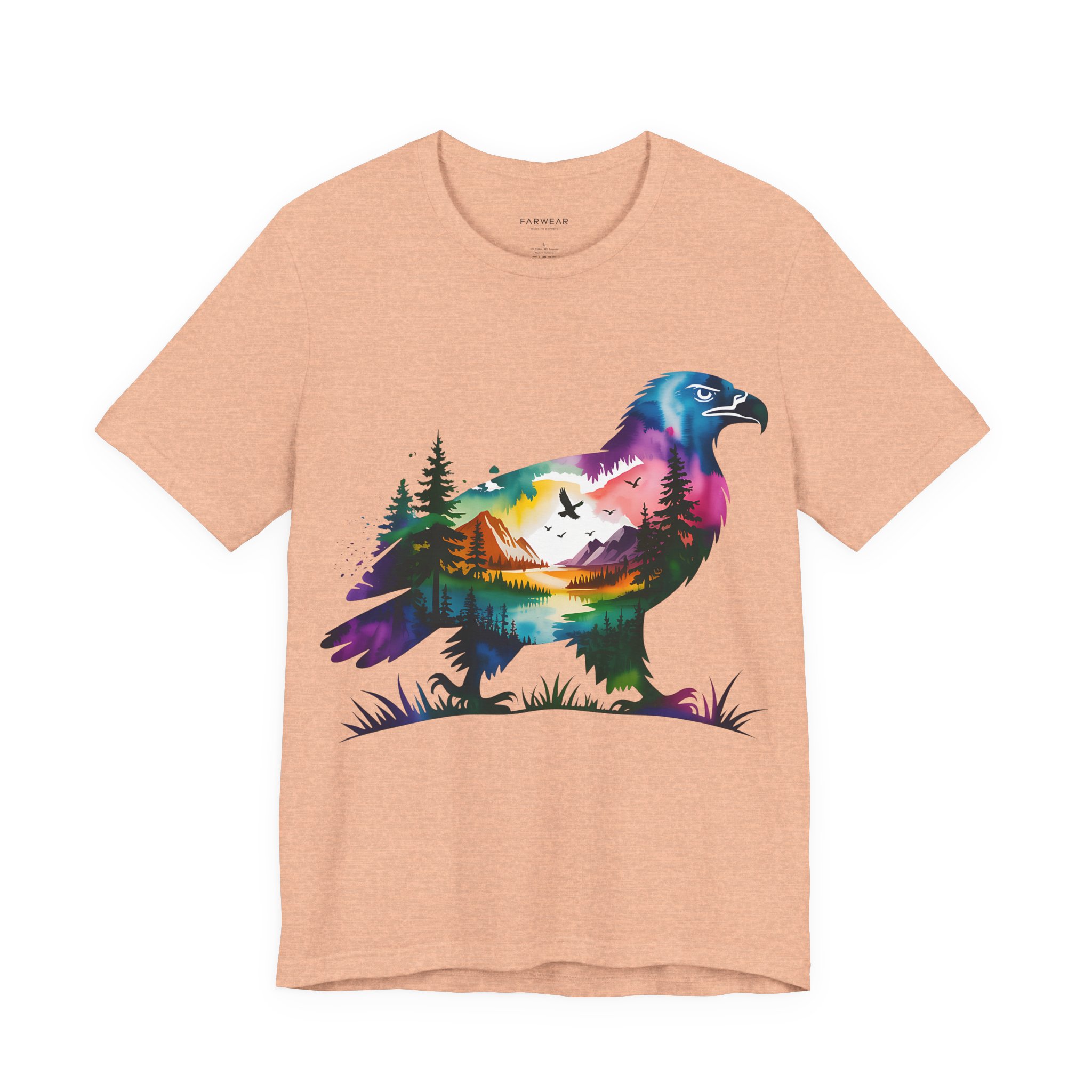 Wild Forest Eagle T-Shirt – Double Exposure Mountain Landscape - Image 16