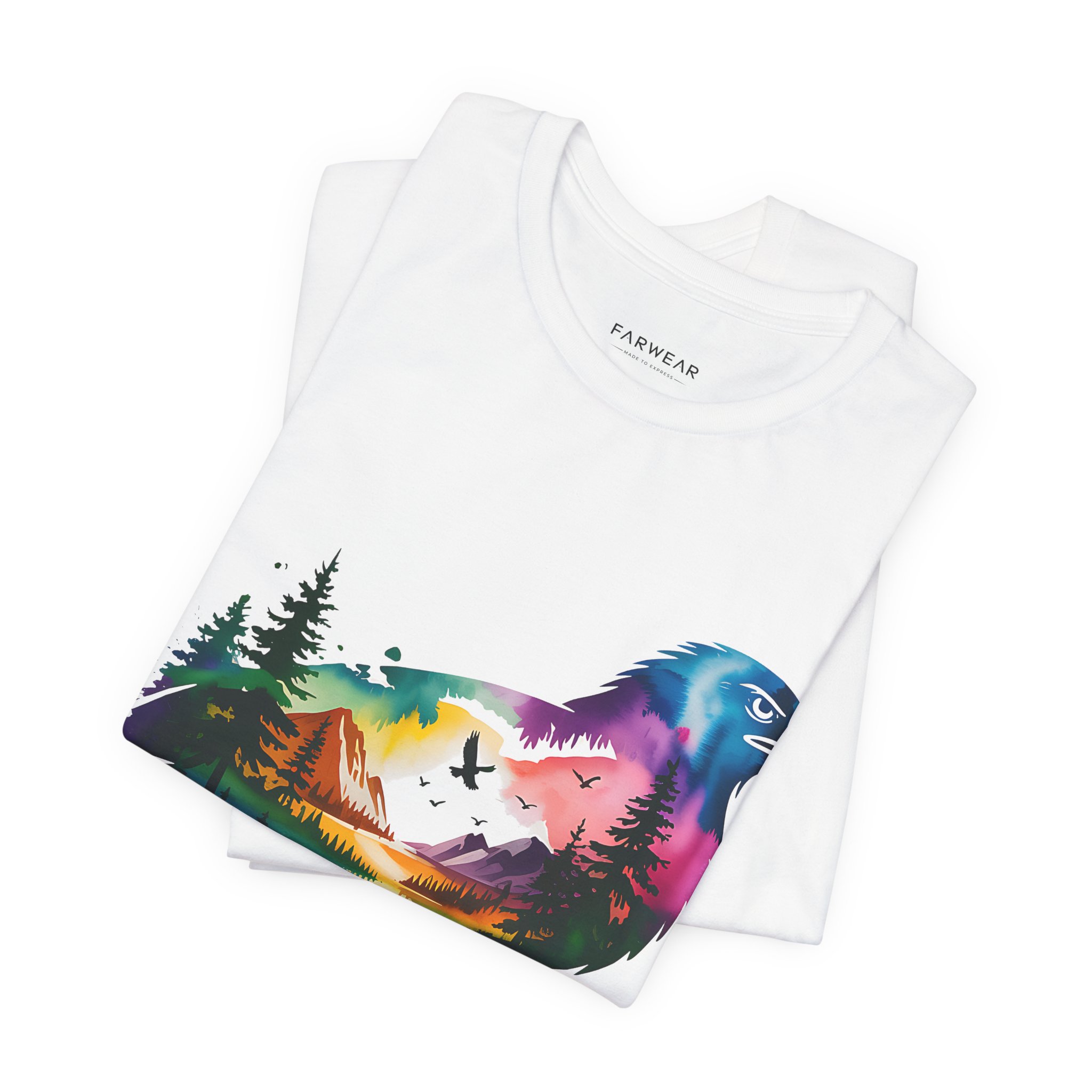 Wild Forest Eagle T-Shirt – Double Exposure Mountain Landscape - Image 9