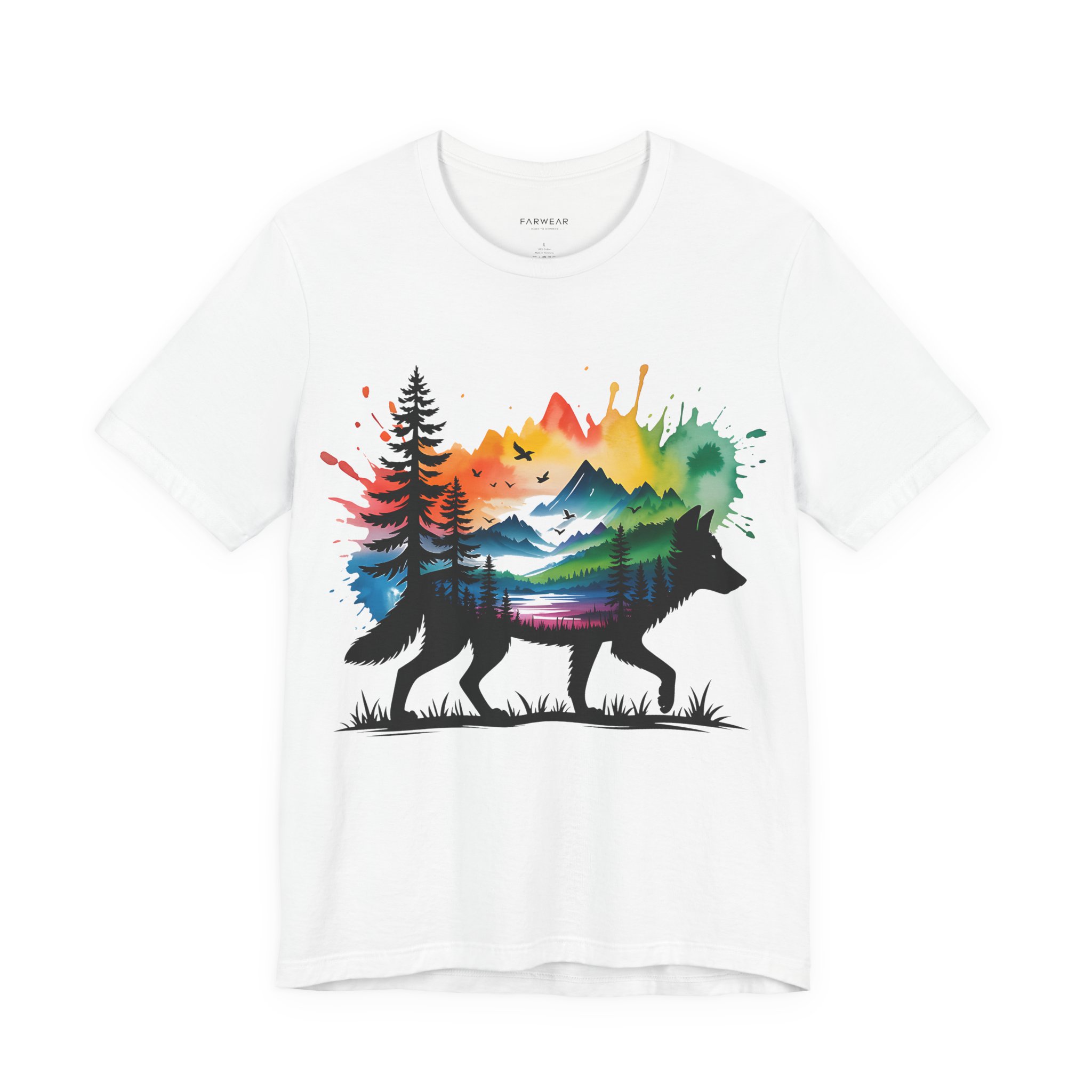 Wild Forest Fox T-Shirt – Watercolor Wildlife Silhouette