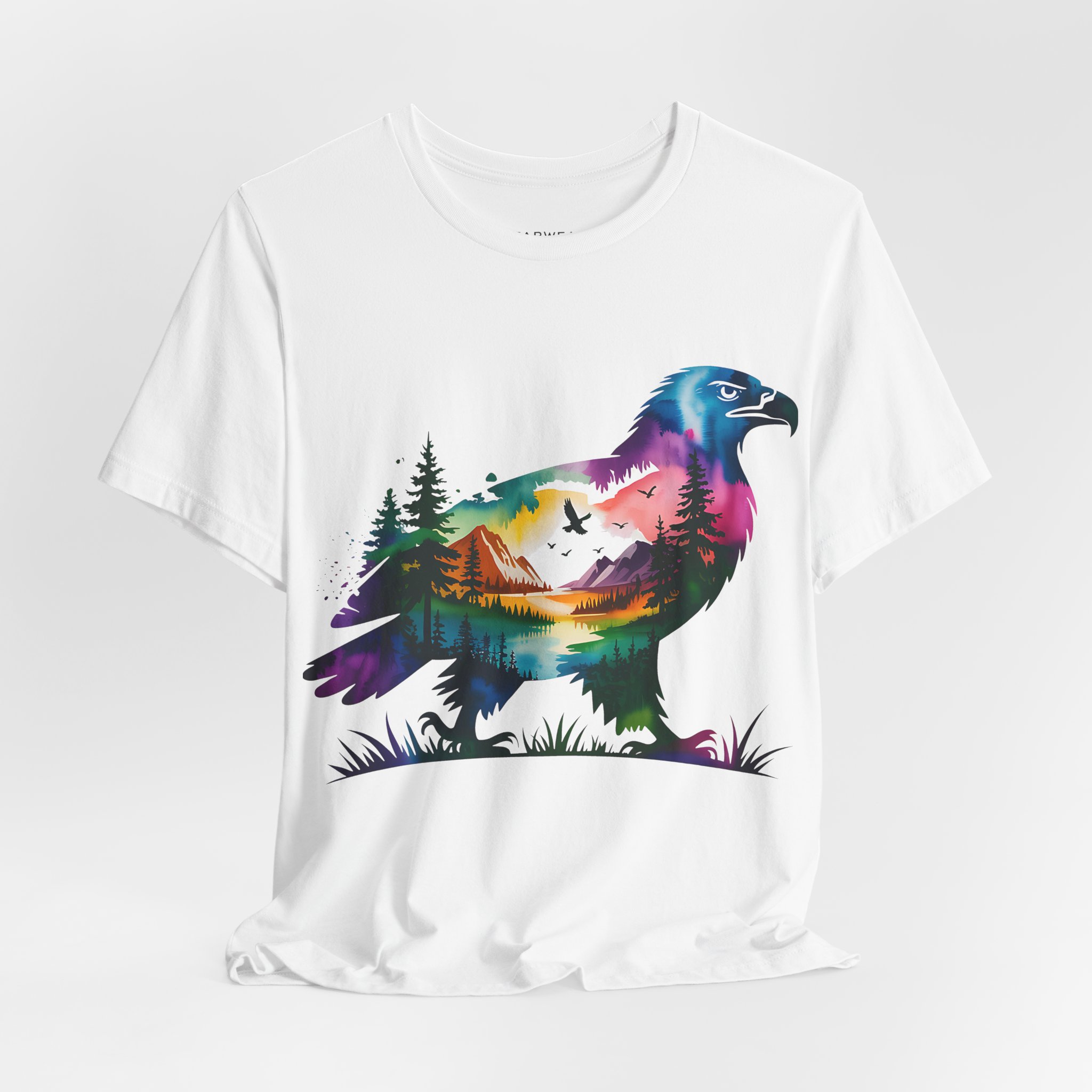 Wild Forest Eagle T-Shirt – Double Exposure Mountain Landscape - Image 10