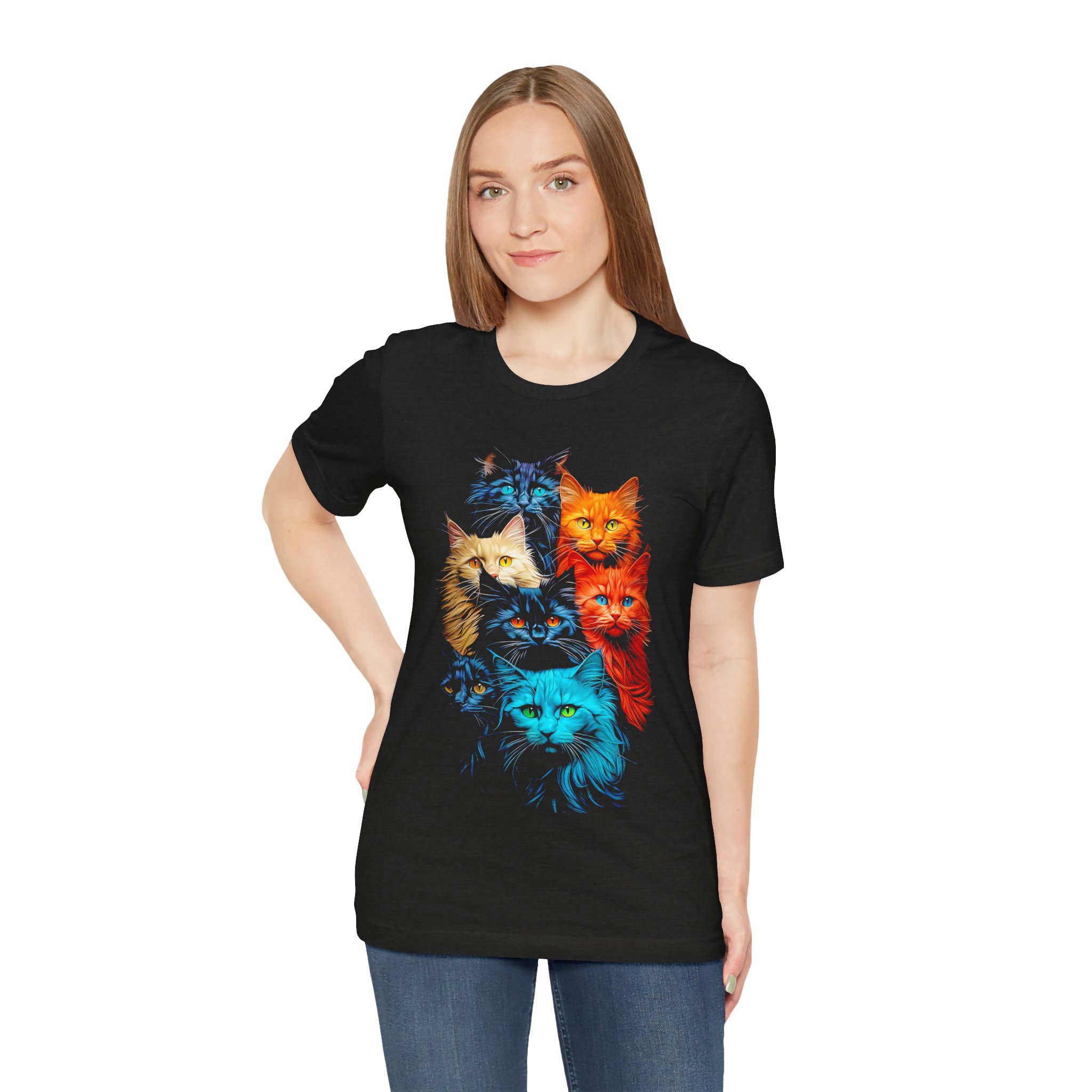 Colorful Cats T-Shirt – Vibrant Multi-Cat Graphic Tee for Cat Lovers - Image 10