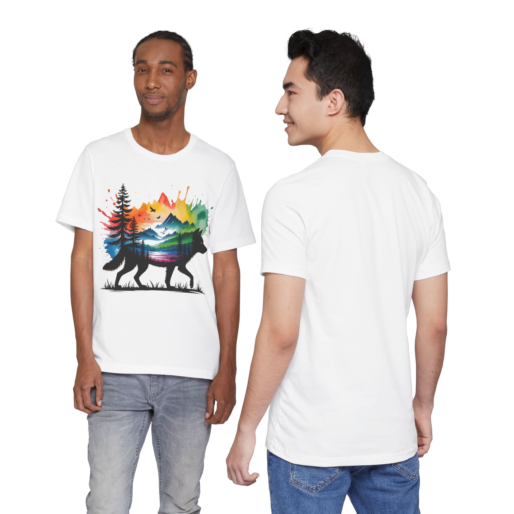 Wild Forest Fox T-Shirt – Watercolor Wildlife Silhouette - Image 5
