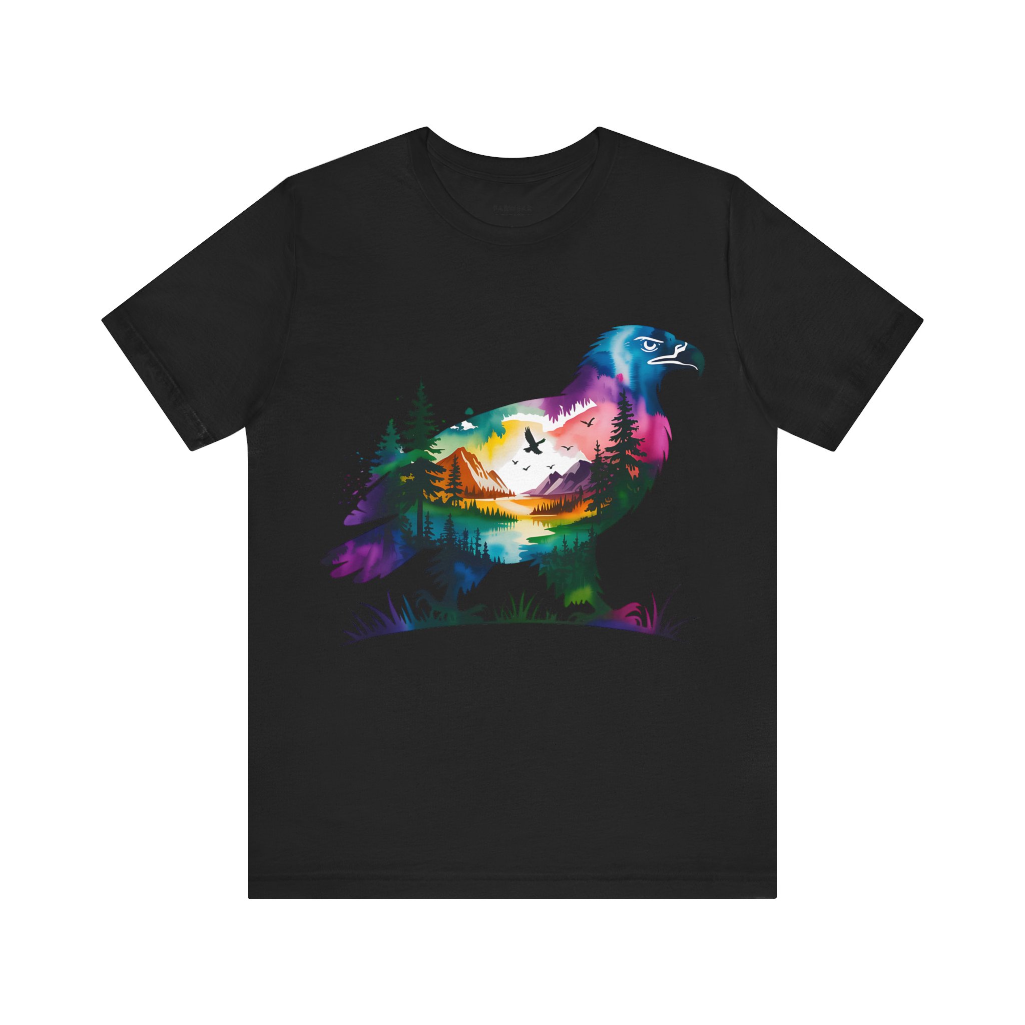Wild Forest Eagle T-Shirt – Double Exposure Mountain Landscape