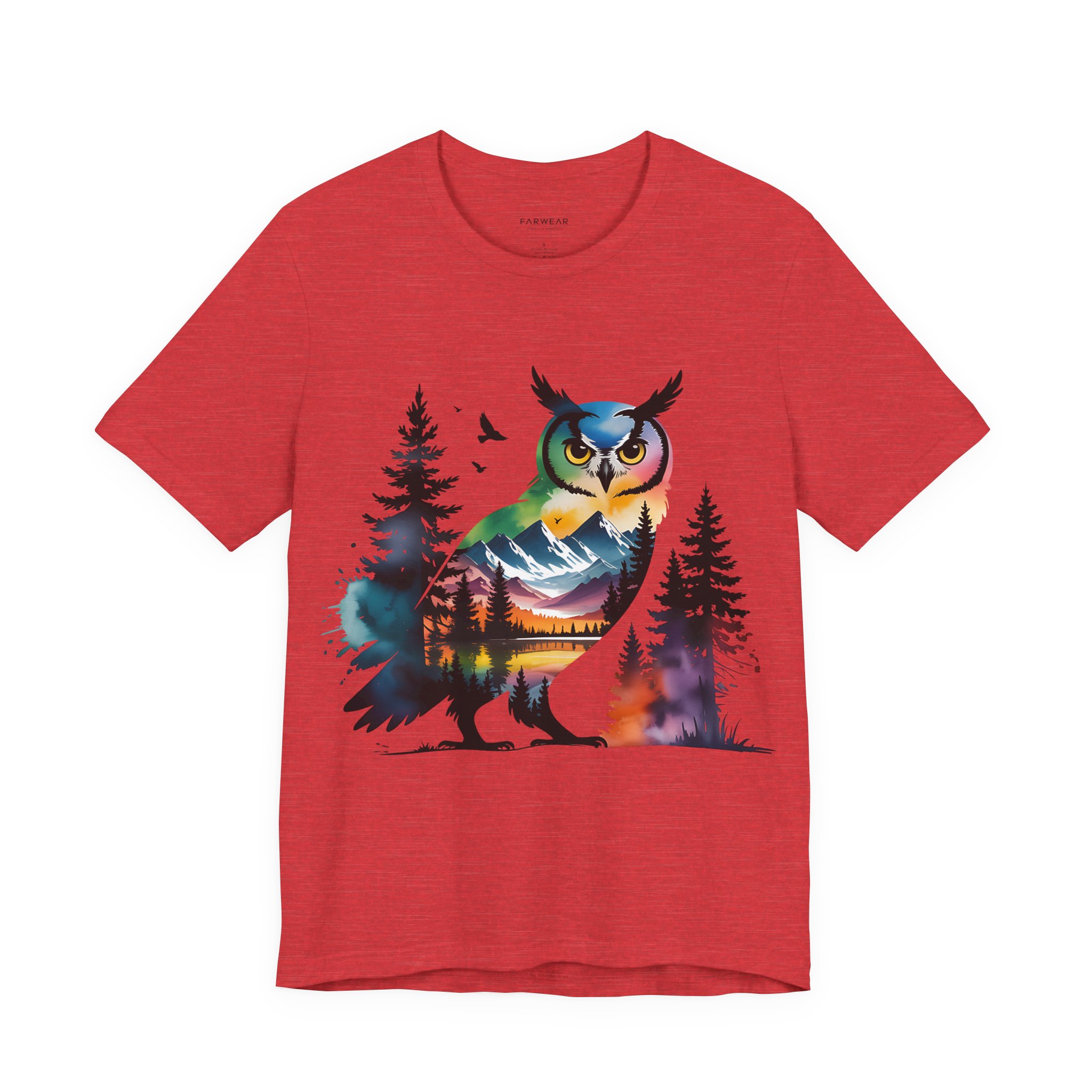 Wild Forest Owl T-Shirt – Watercolor Wildlife Silhouette - Image 14