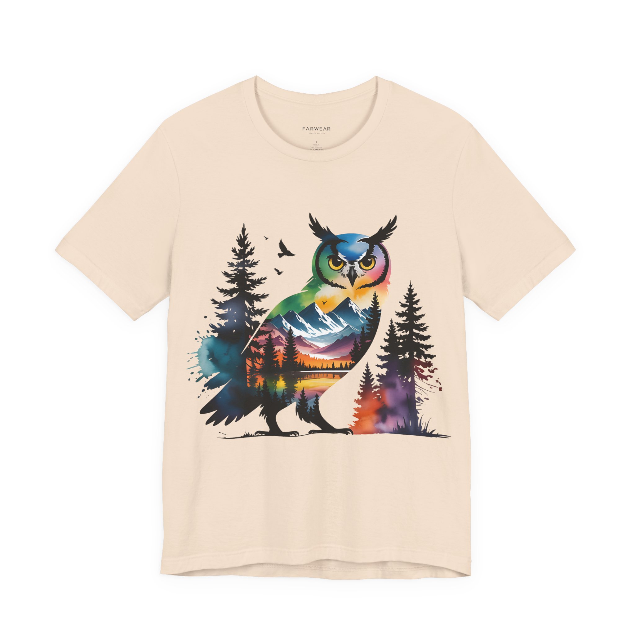 Wild Forest Owl T-Shirt – Watercolor Wildlife Silhouette - Image 7