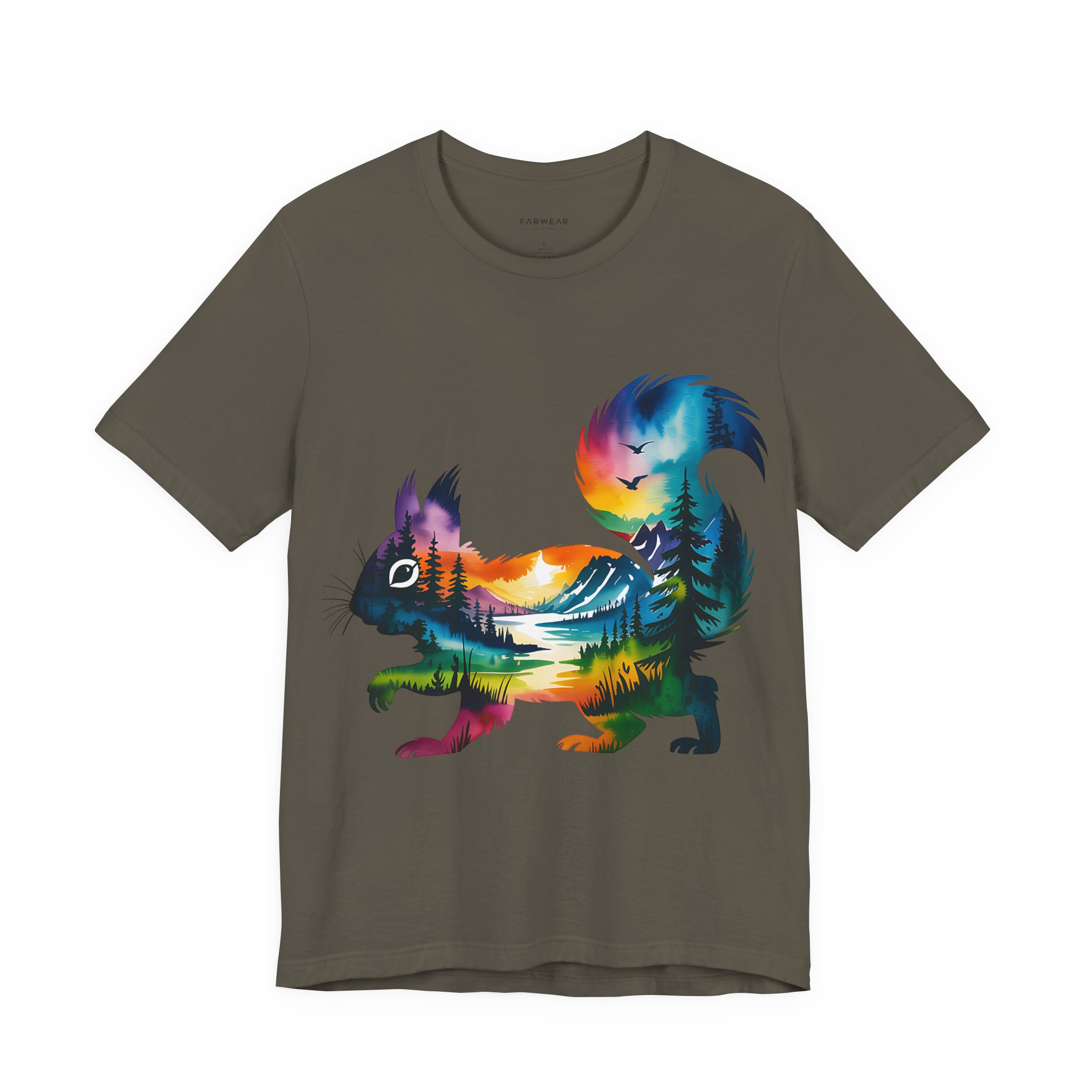 Wild Forest Squirrel T-Shirt – Watercolor Wildlife Silhouette - Image 10