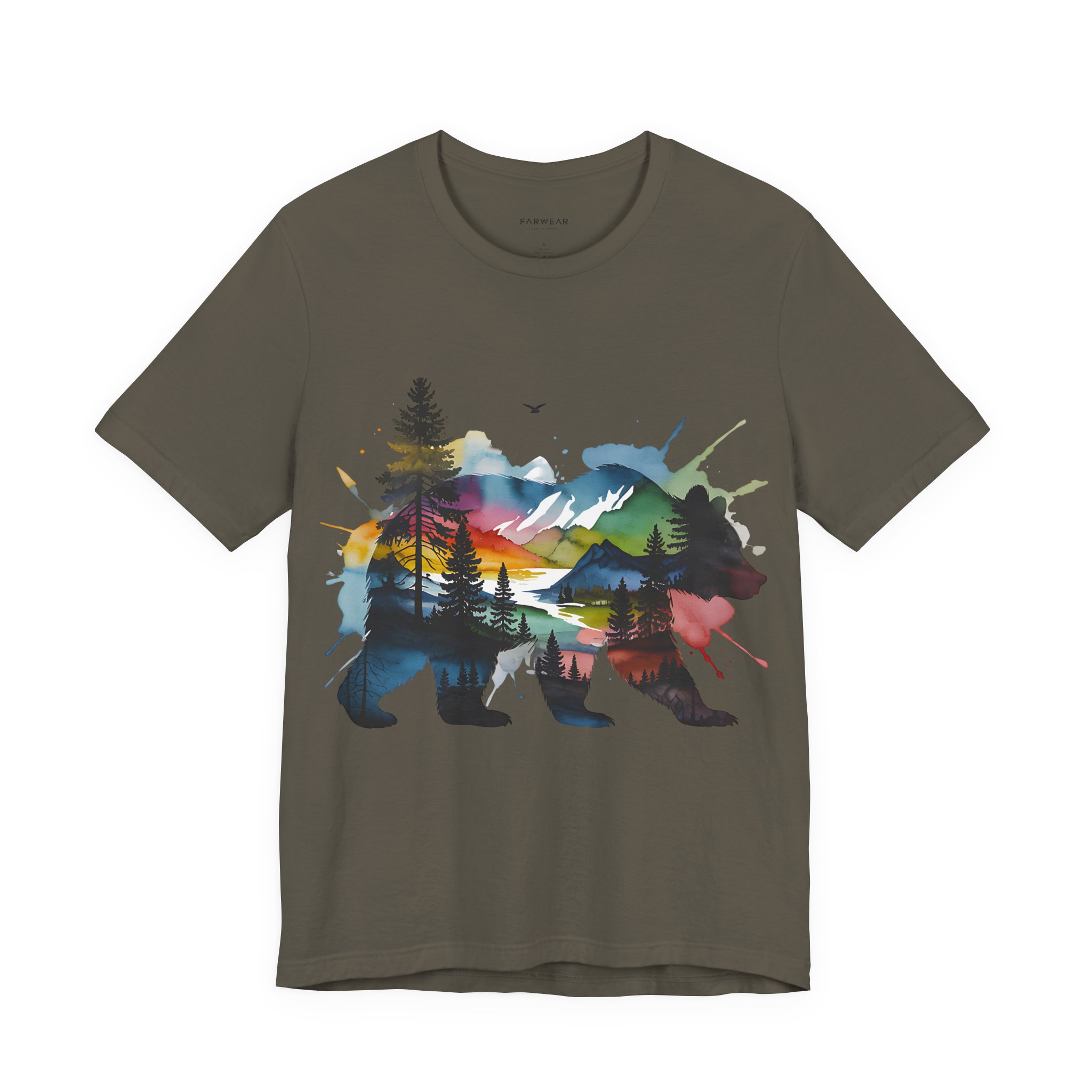 Wild Forest Bear T-Shirt – Watercolor Wildlife Silhouette - Image 10