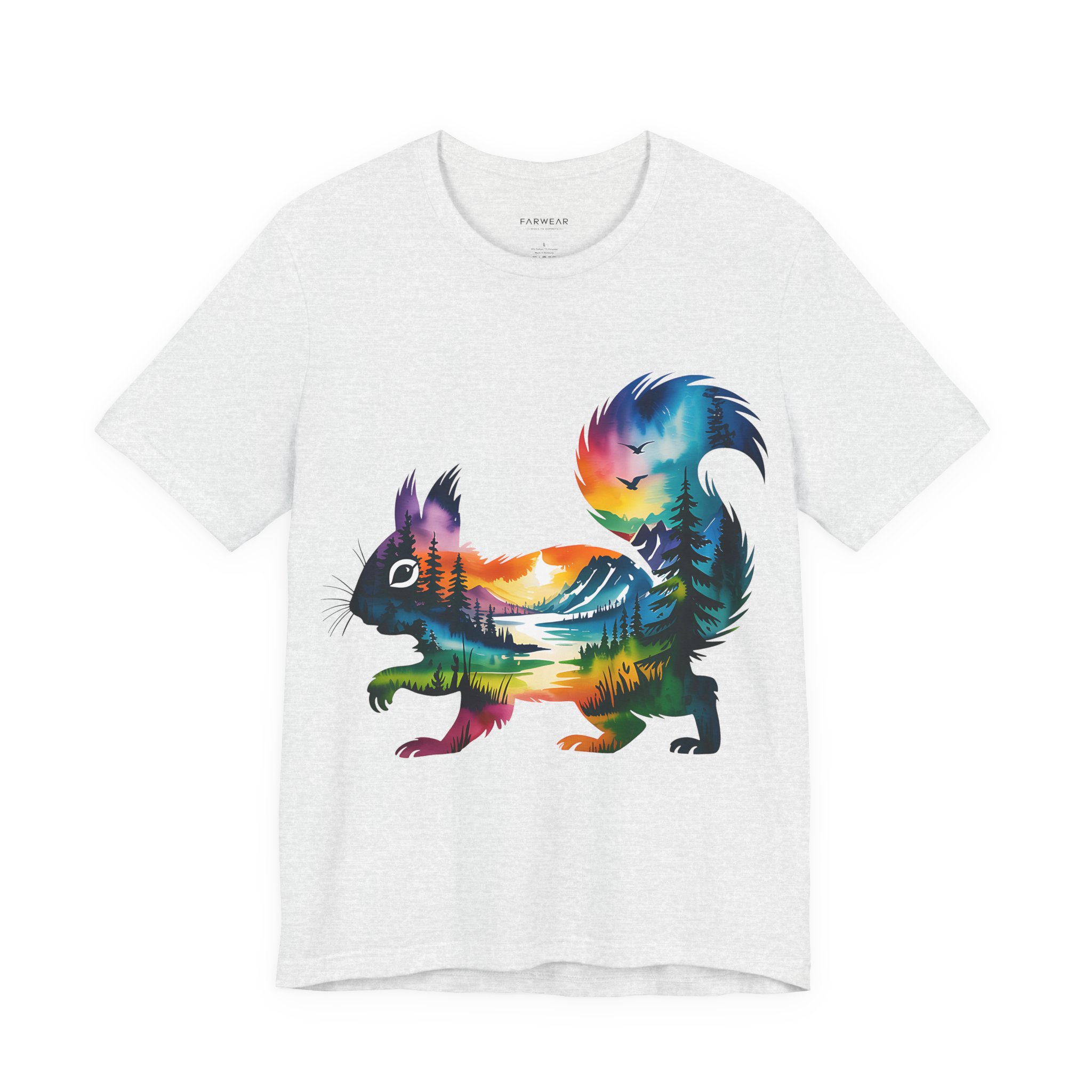 Wild Forest Squirrel T-Shirt – Watercolor Wildlife Silhouette - Image 6