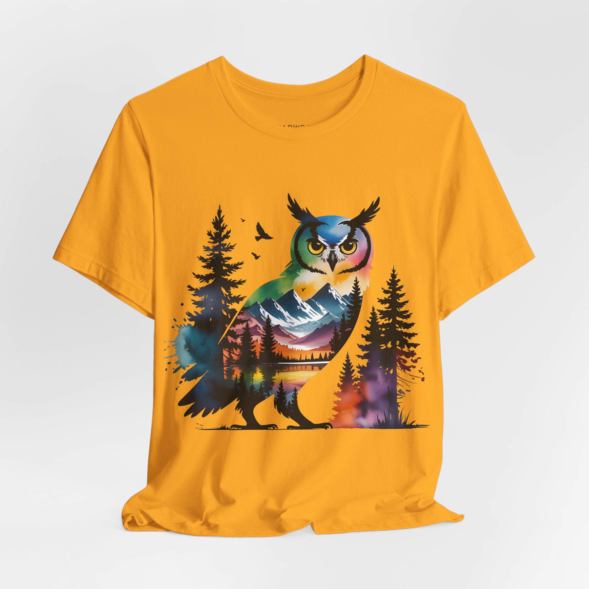 Wild Forest Owl T-Shirt – Watercolor Wildlife Silhouette - Image 9