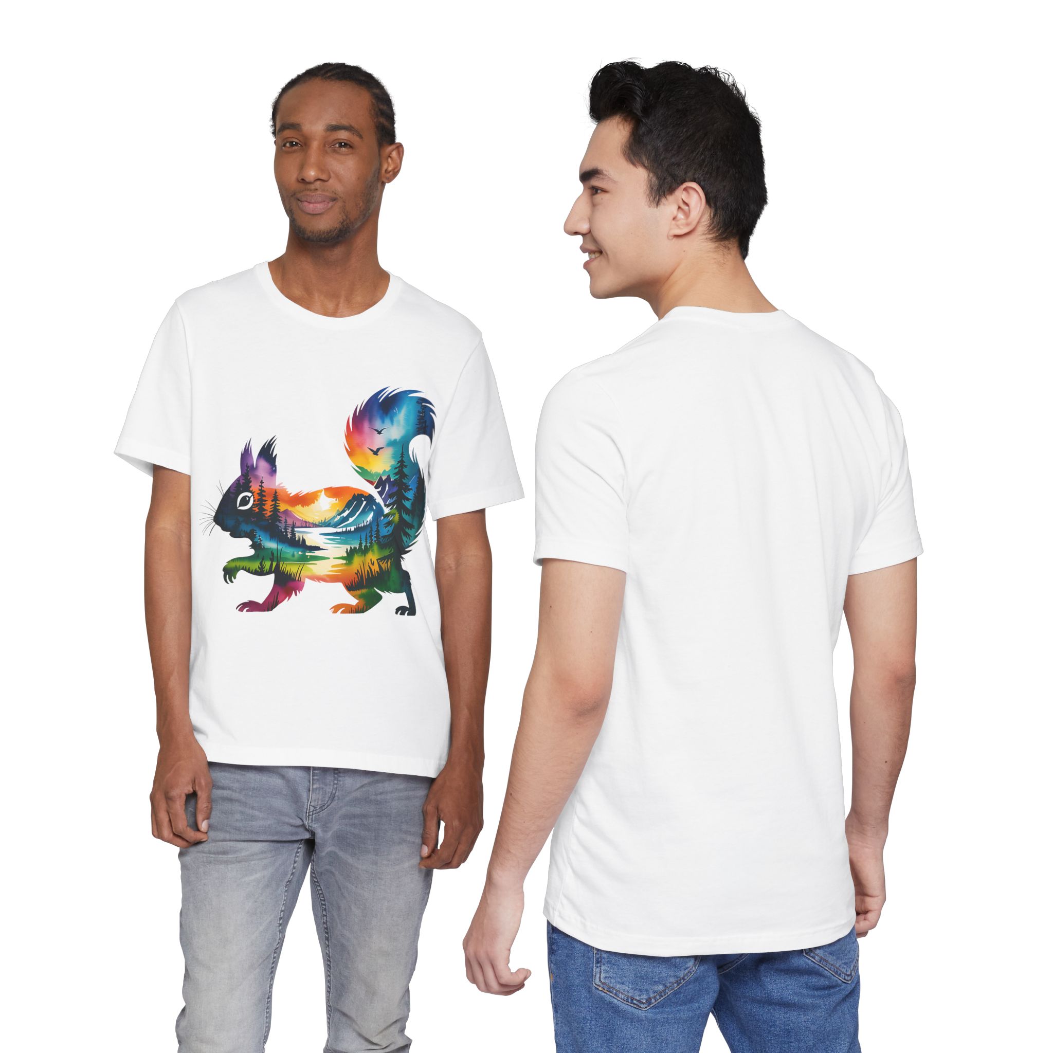 Wild Forest Squirrel T-Shirt – Watercolor Wildlife Silhouette - Image 5
