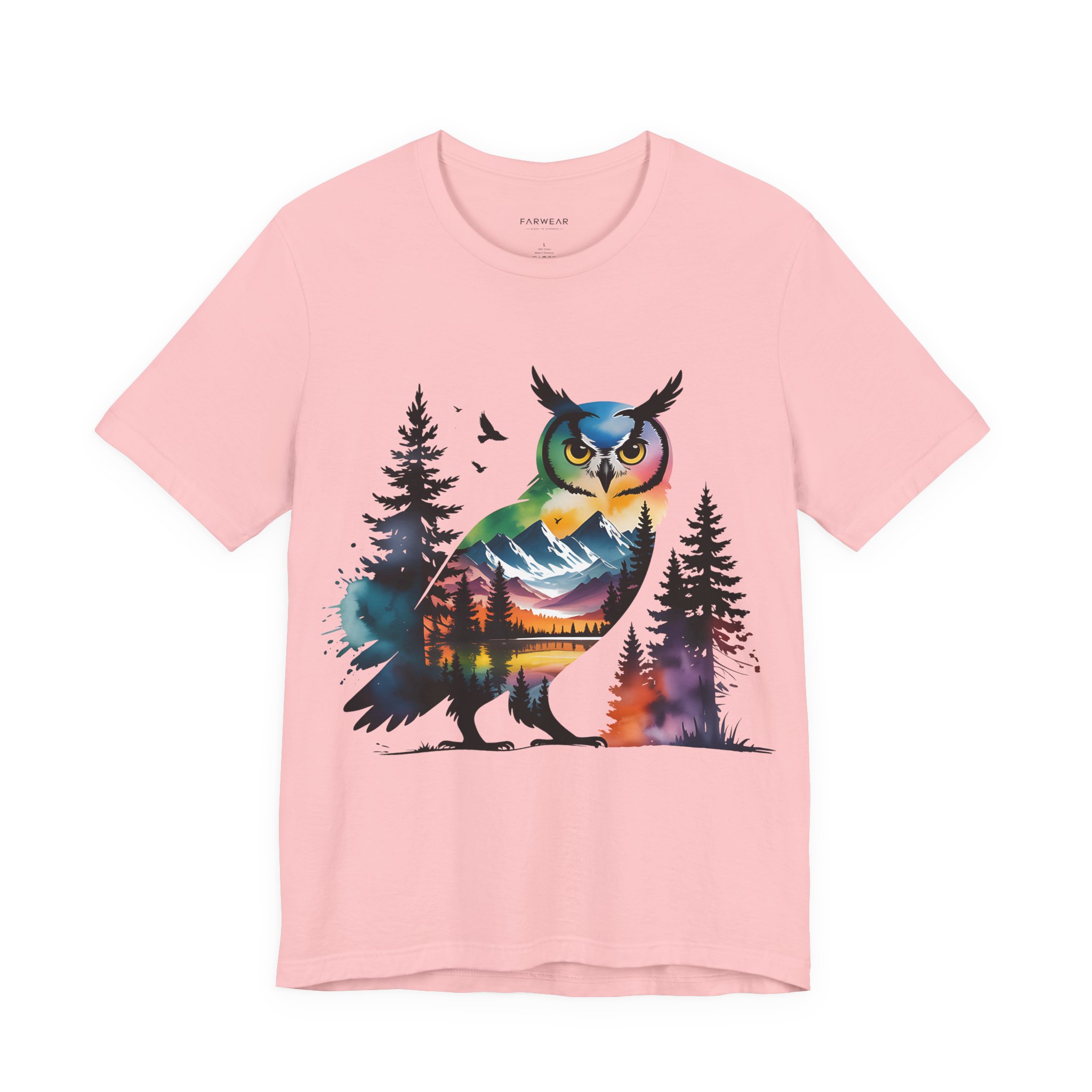 Wild Forest Owl T-Shirt – Watercolor Wildlife Silhouette - Image 13