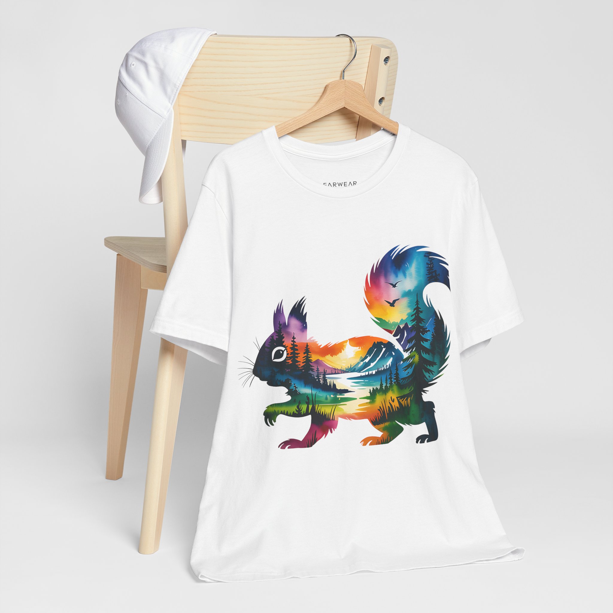 Wild Forest Squirrel T-Shirt – Watercolor Wildlife Silhouette - Image 2
