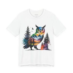 Wild Forest Owl T-Shirt – Watercolor Wildlife Silhouette