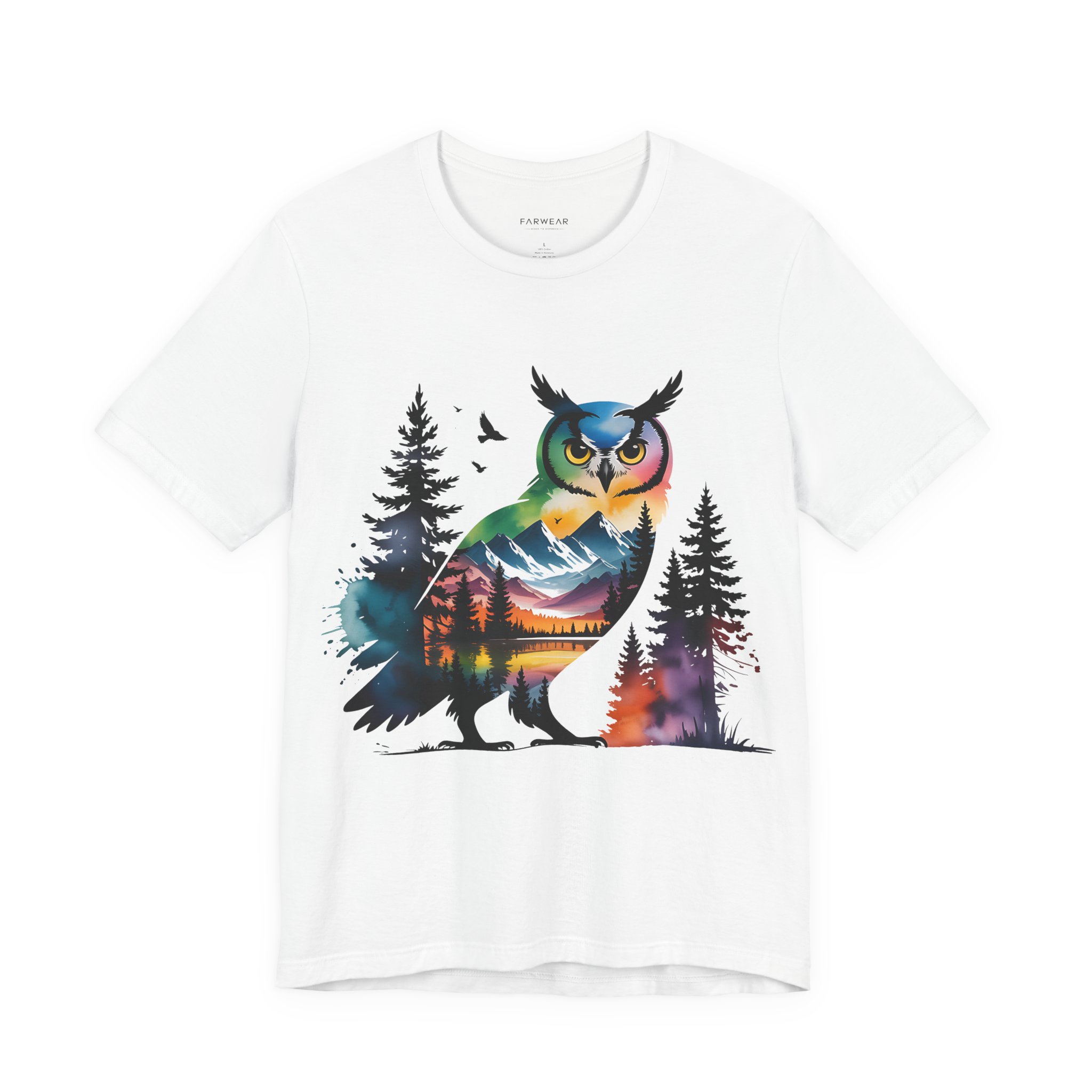 Wild Forest Owl T-Shirt – Watercolor Wildlife Silhouette