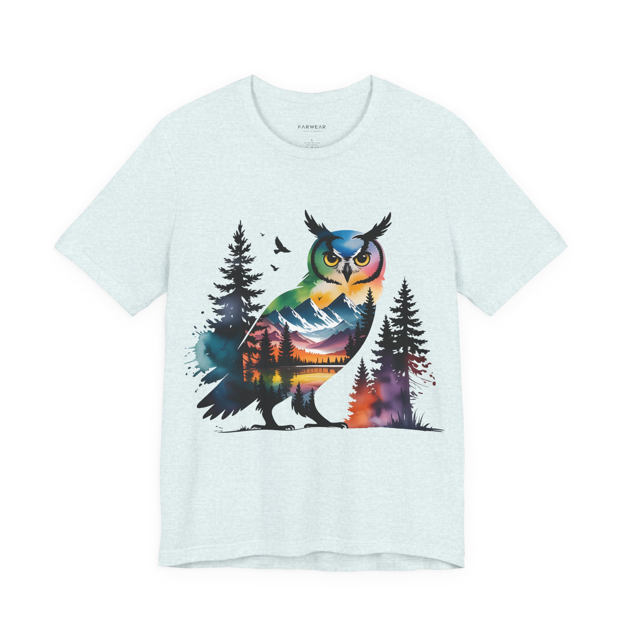 Wild Forest Owl T-Shirt – Watercolor Wildlife Silhouette - Image 12