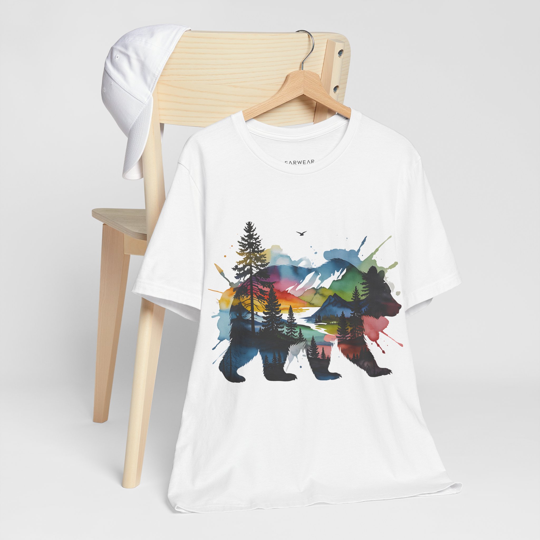 Wild Forest Bear T-Shirt – Watercolor Wildlife Silhouette - Image 2