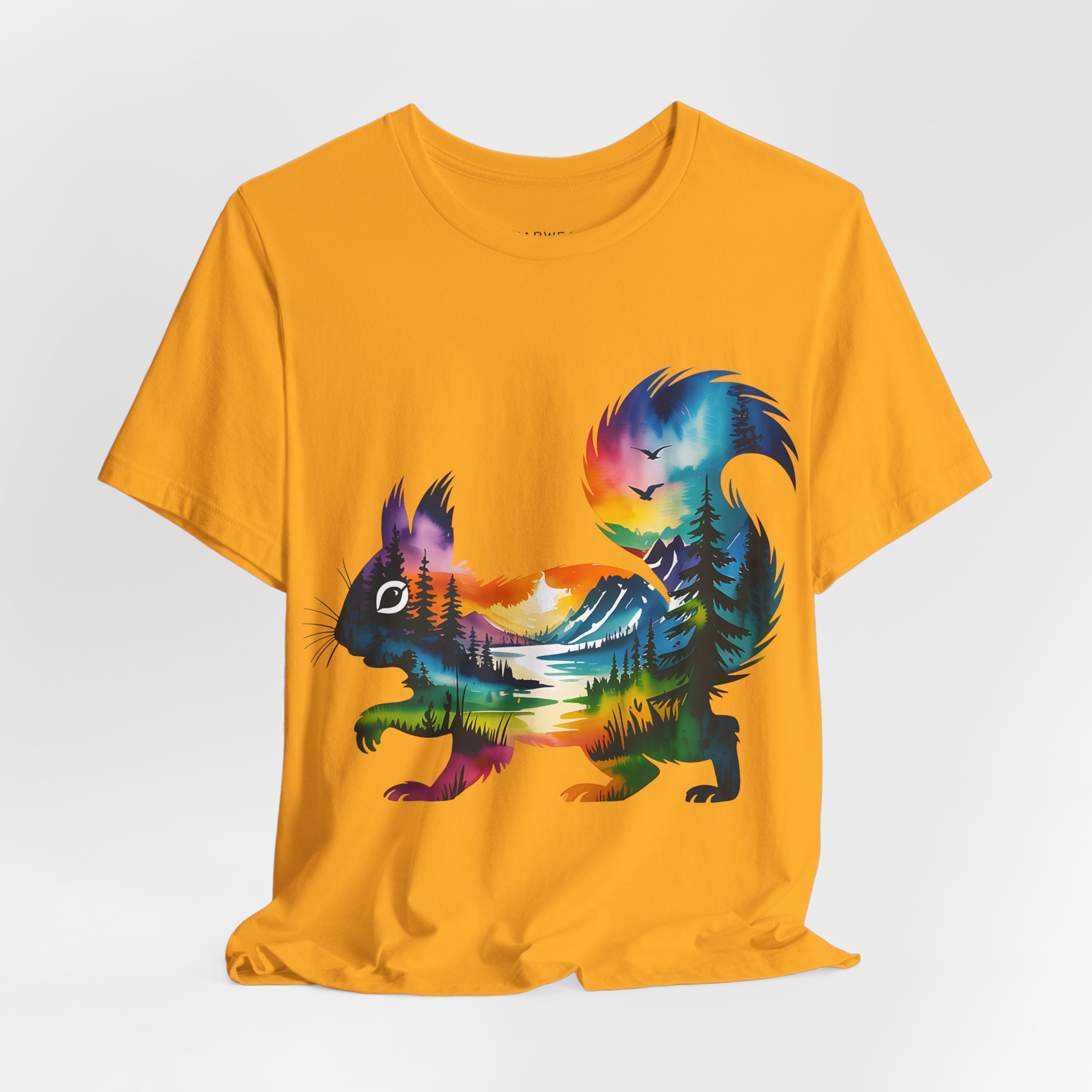 Wild Forest Squirrel T-Shirt – Watercolor Wildlife Silhouette - Image 9