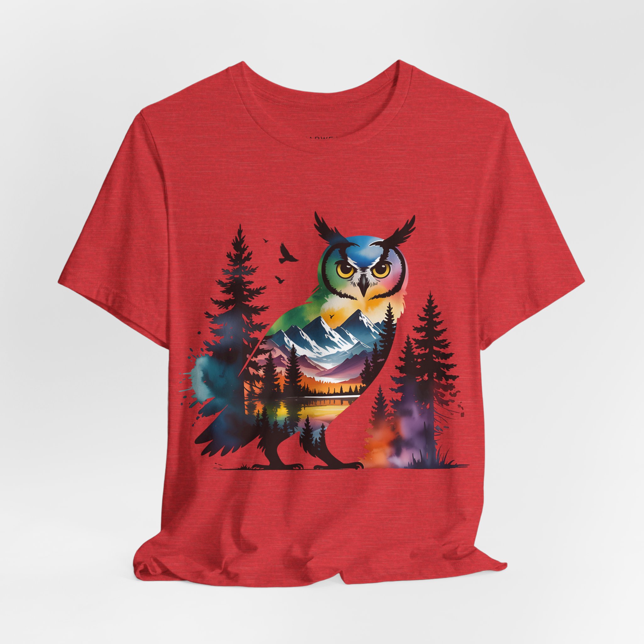 Wild Forest Owl T-Shirt – Watercolor Wildlife Silhouette - Image 17