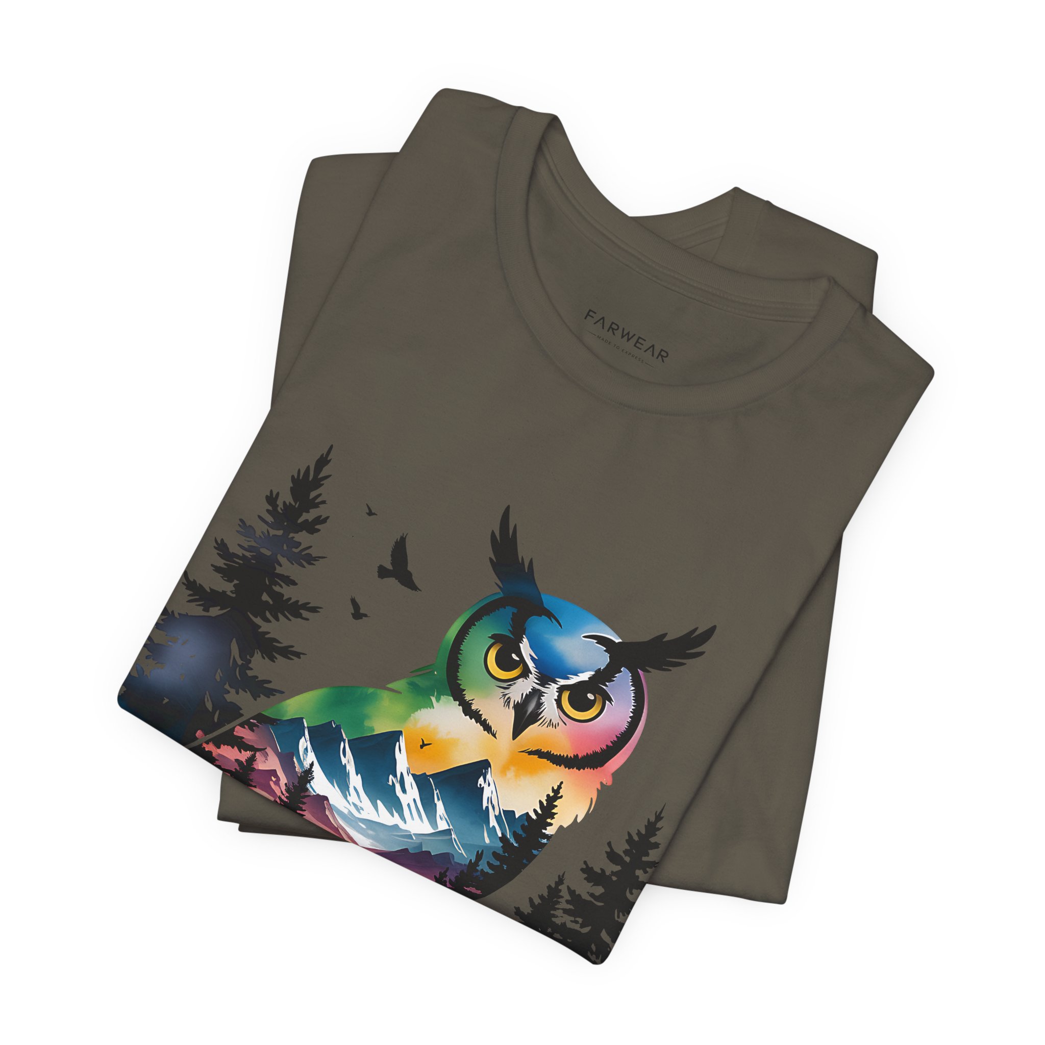 Wild Forest Owl T-Shirt – Watercolor Wildlife Silhouette - Image 11